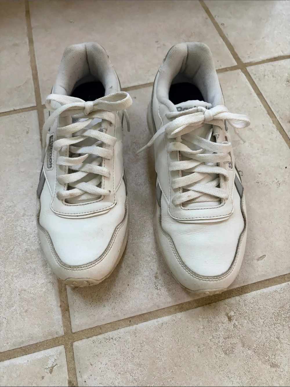 Reebok White & Gray Low-Top Sneakers